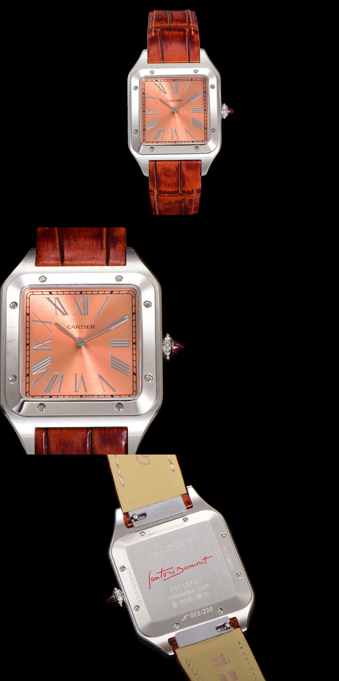 Cartier Santos-Dumont Extra-Large Platinum Copper Dial Swiss 1:1 Grade Watch - Image 4