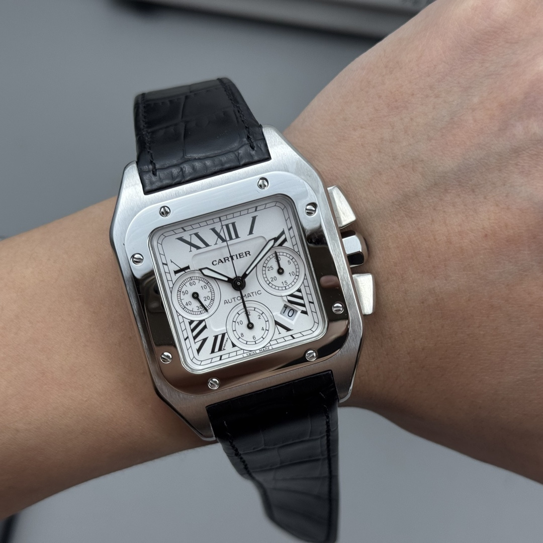 Cartier Santos 100 XL Chronograph Swiss 1:1 Grade Watch - Image 9