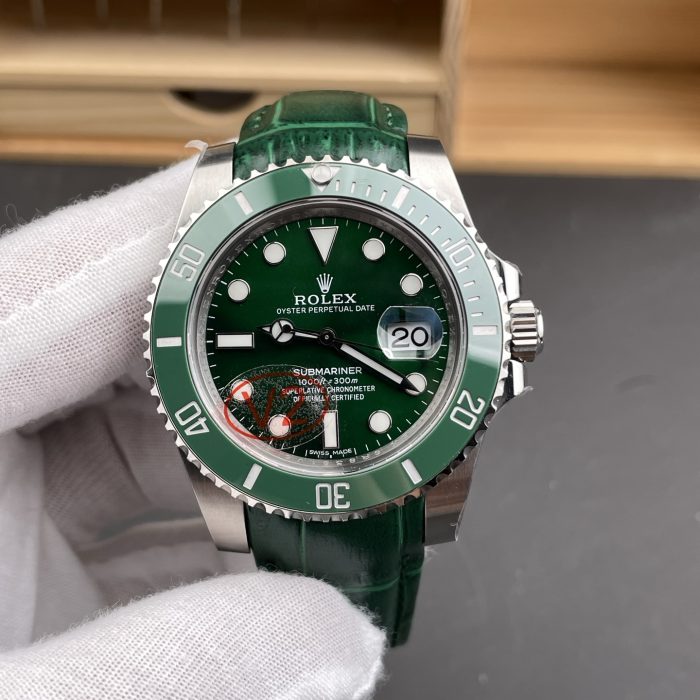 Rolex Submariner Green Dial Leather Strap Swiss 1:1 Grade Watch