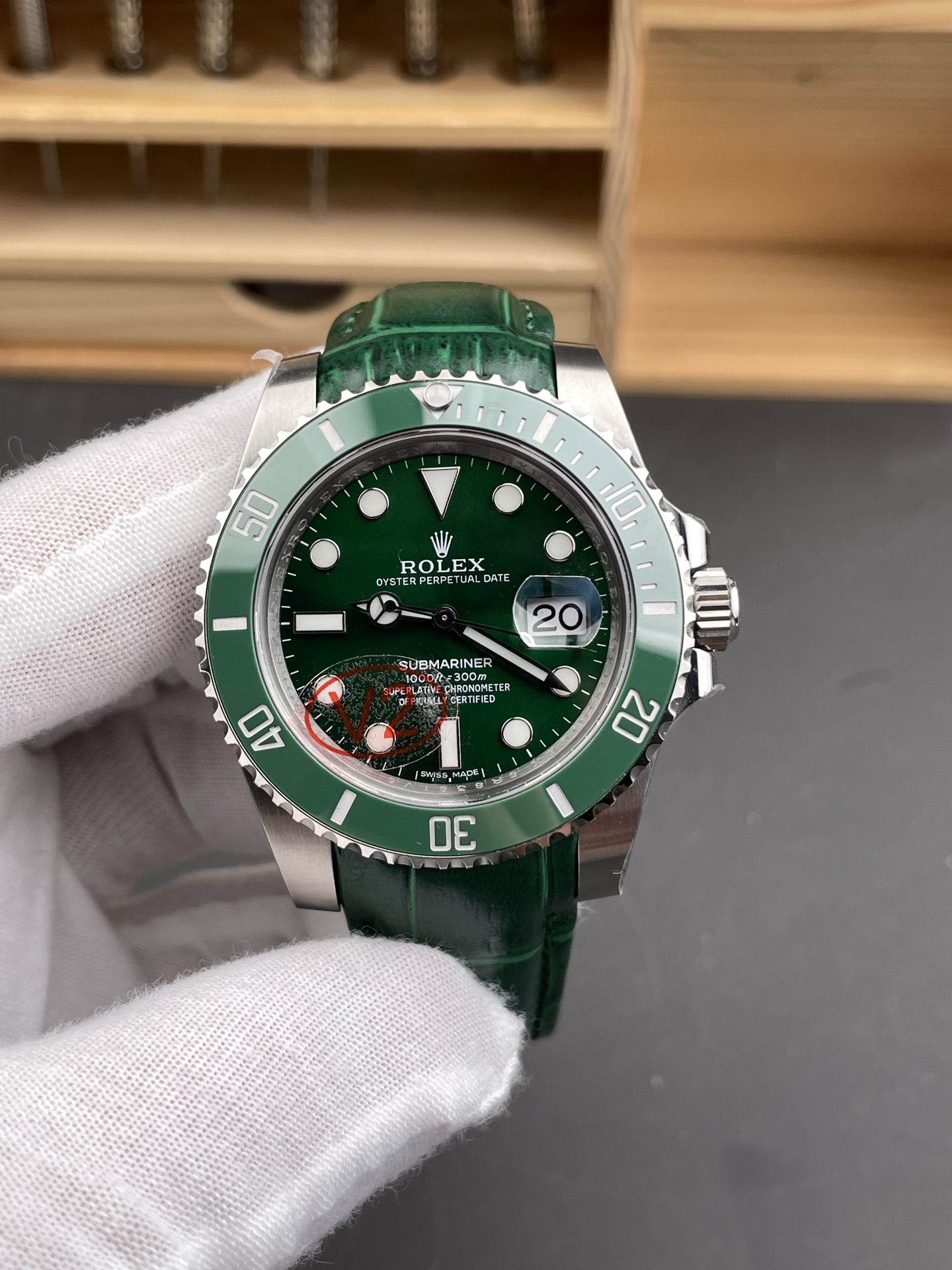 Rolex Submariner Green Dial Leather Strap Swiss 1:1 Grade Watch