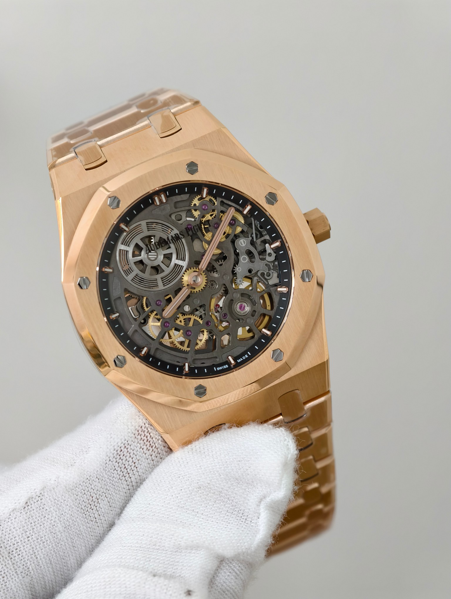 Audemars Piguet Royal Oak Jumbo Extra-Thin Openworked Rose Gold 50th Anniversary Swiss 1:1 Grade Watch