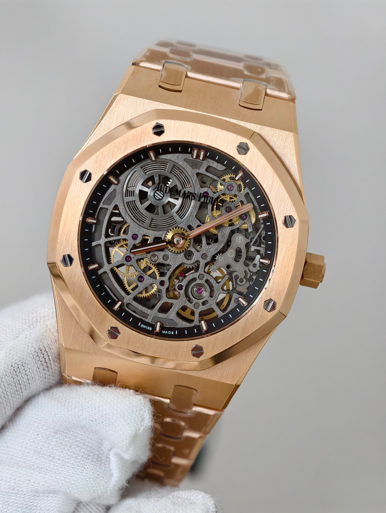 Audemars Piguet Royal Oak Jumbo Extra-Thin Openworked Rose Gold 50th Anniversary Swiss 1:1 Grade Watch - Image 2