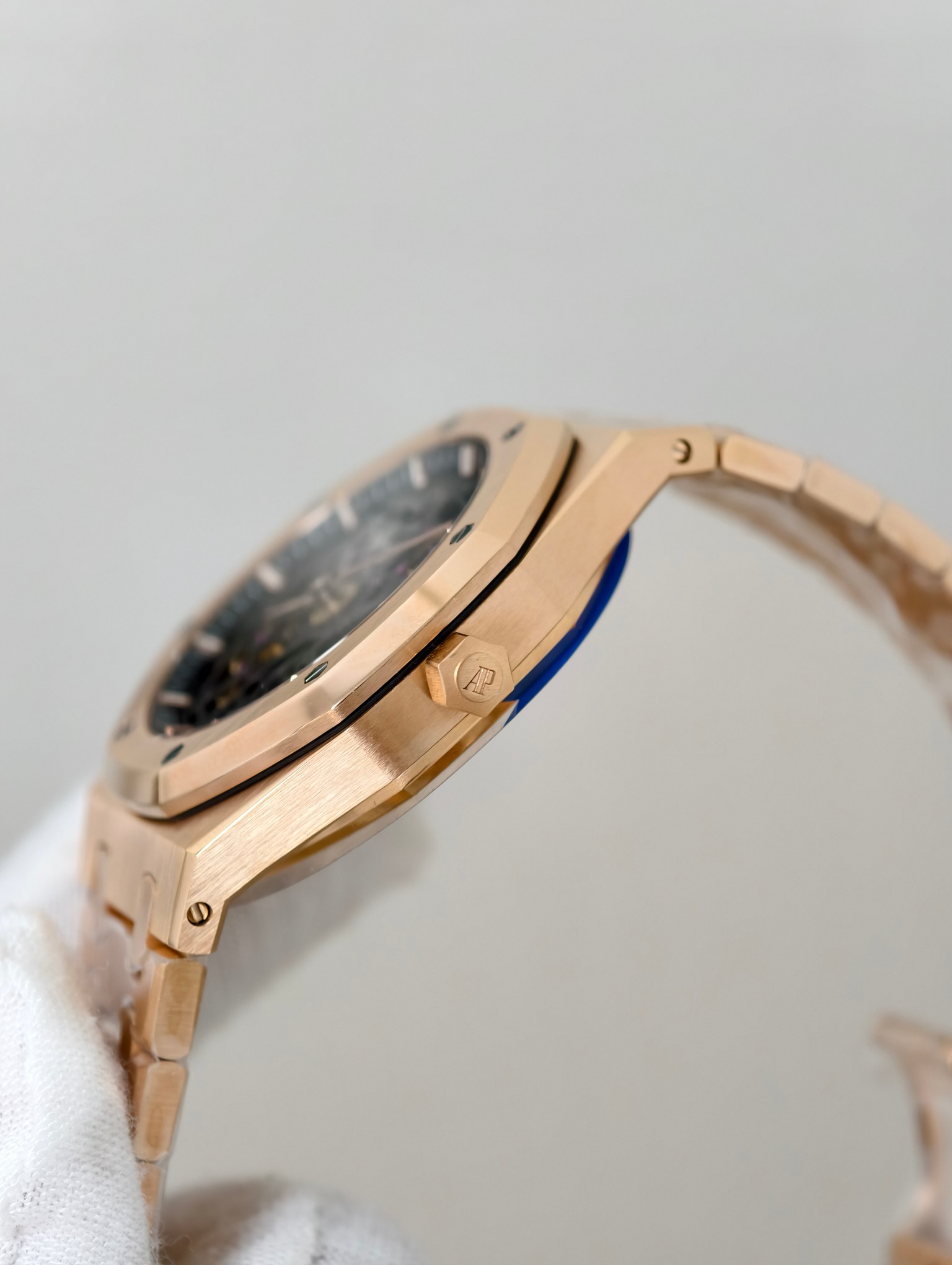 Audemars Piguet Royal Oak Jumbo Extra-Thin Openworked Rose Gold 50th Anniversary Swiss 1:1 Grade Watch - Image 4
