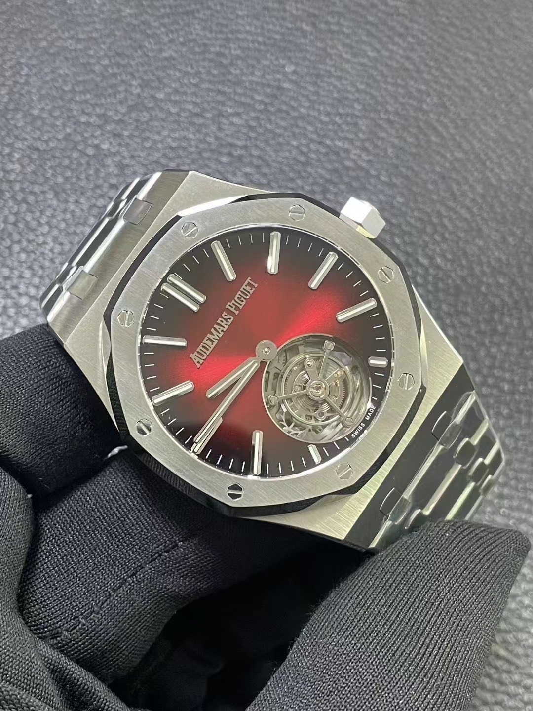 Audemars Piguet Royal Oak Selfwinding Flying Tourbillon Burgundy Dial Swiss 1:1 Grade Watch - Image 2