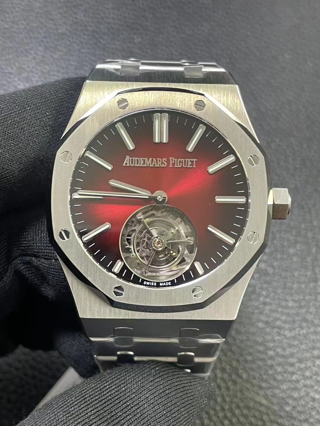 Audemars Piguet Royal Oak Selfwinding Flying Tourbillon Burgundy Dial Swiss 1:1 Grade Watch
