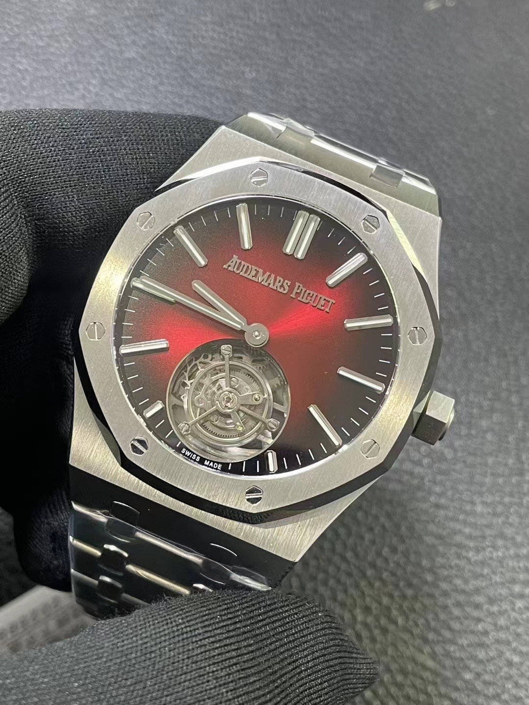 Audemars Piguet Royal Oak Selfwinding Flying Tourbillon Burgundy Dial Swiss 1:1 Grade Watch - Image 3