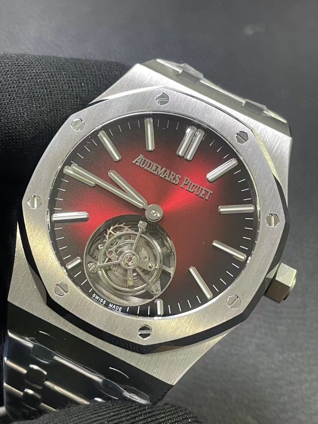 Audemars Piguet Royal Oak Selfwinding Flying Tourbillon Burgundy Dial Swiss 1:1 Grade Watch - Image 4