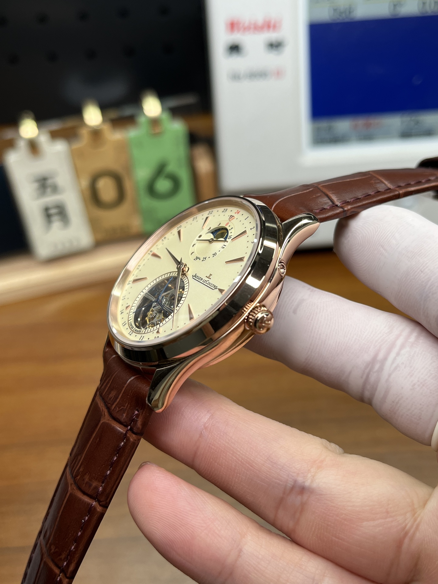 Jaeger-LeCoultre Master Ultra Thin Tourbillon Moon Rose Gold Swiss 1:1 Grade Watch - Image 2