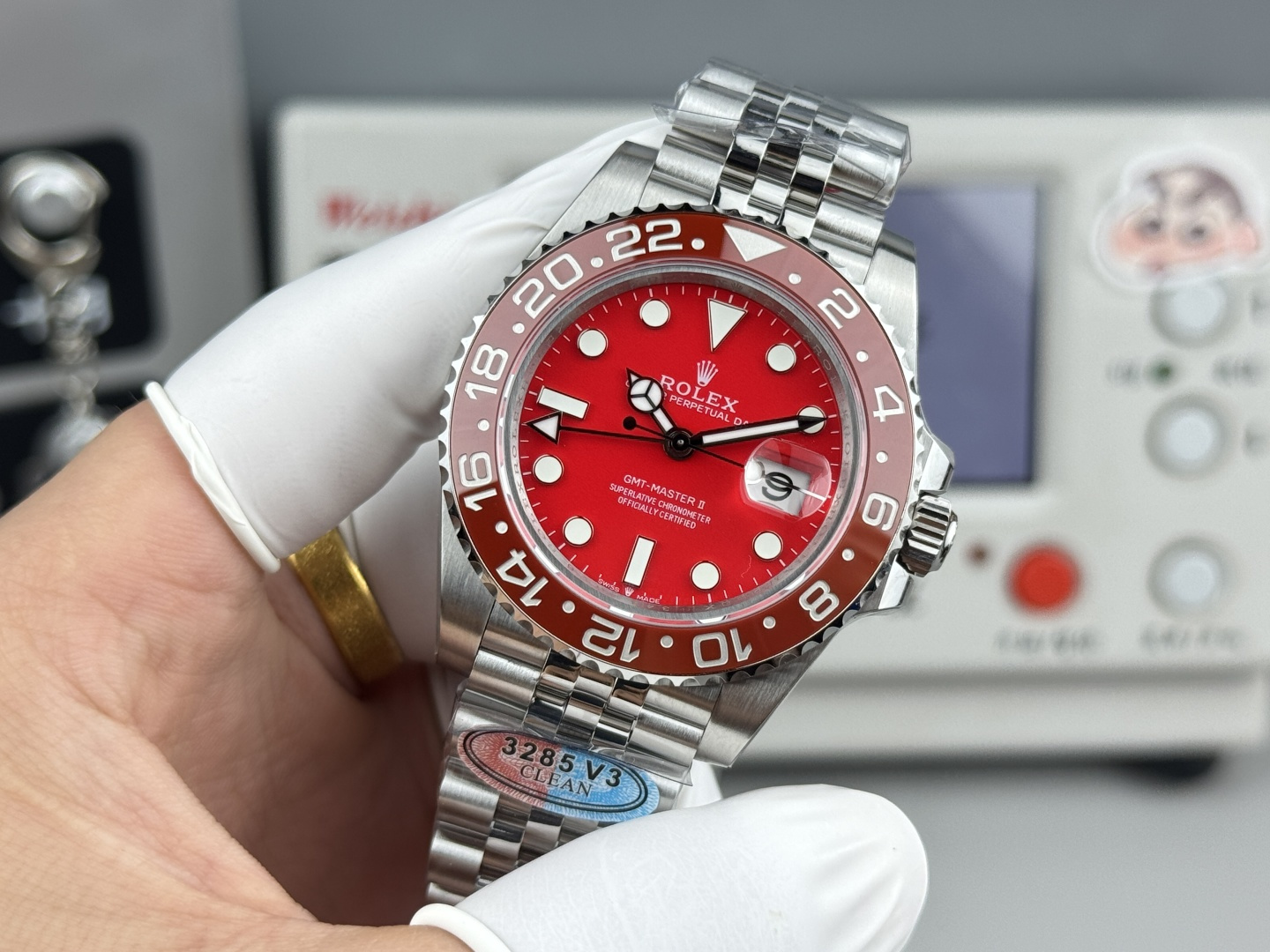 Rolex GMT-Master II Red Dial Red Bezel Jubilee Bracelet Swiss 1:1 Grade Watch