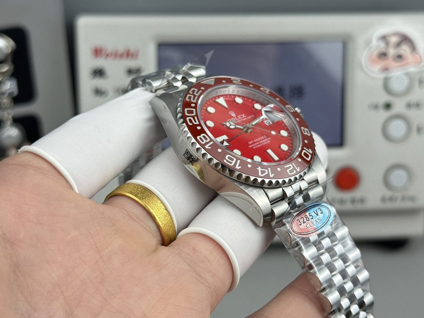 Rolex GMT-Master II Red Dial Red Bezel Jubilee Bracelet Swiss 1:1 Grade Watch - Image 6