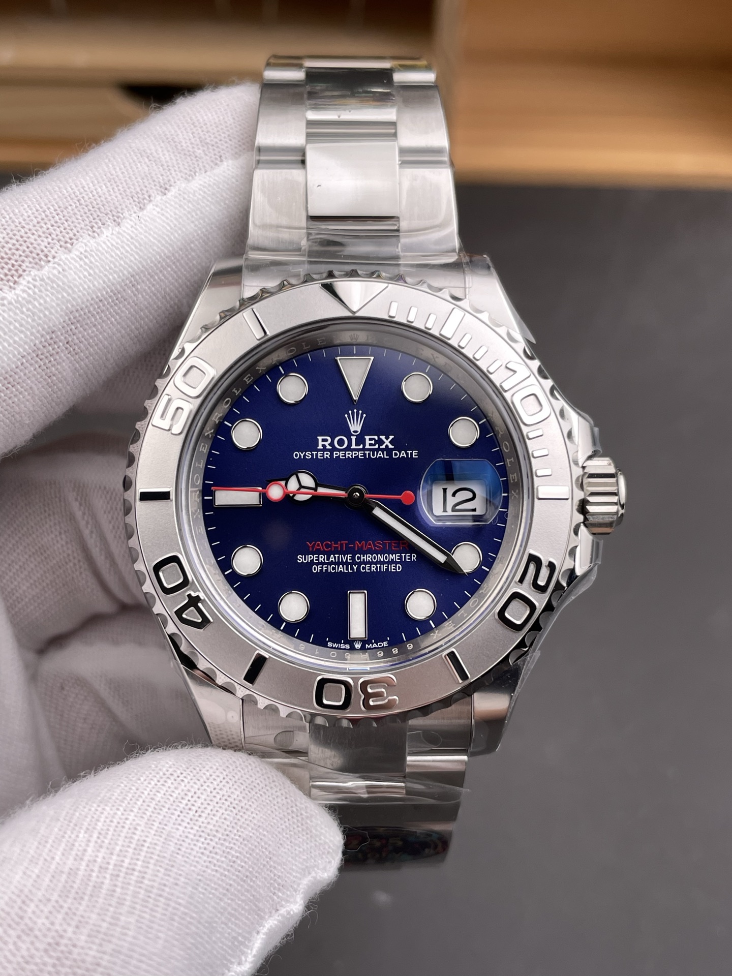 Rolex Yacht-Master 40 Blue Dial Red Second Hand Swiss 1:1 Grade Watch - Image 3